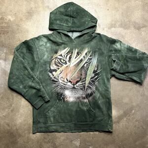 Mountain Hoodie Women's Small Green Tiger Print Pullover